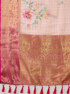 Pink Munga Silk Digital Print Floral Saree with Unstitched Blouse - Hiral Fashion