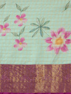 Turquoise Munga Silk Digital Print Floral Saree with Unstitched Blouse - Hiral Fashion