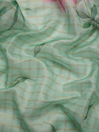 Turquoise Munga Silk Digital Print Floral Saree with Unstitched Blouse - Hiral Fashion