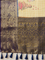 Yellow Munga Silk Digital Print Floral Saree with Unstitched Blouse - Hiral Fashion