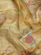 Yellow Munga Silk Digital Print Floral Saree with Unstitched Blouse - Hiral Fashion