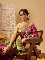 Hiral Fashion Pink Banarasi Silk Floral Digital Printed Saree