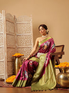 Hiral Fashion Pink Banarasi Silk Floral Digital Printed Saree