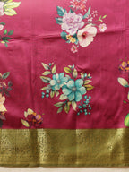 Hiral Fashion Pink Banarasi Silk Floral Digital Printed Saree