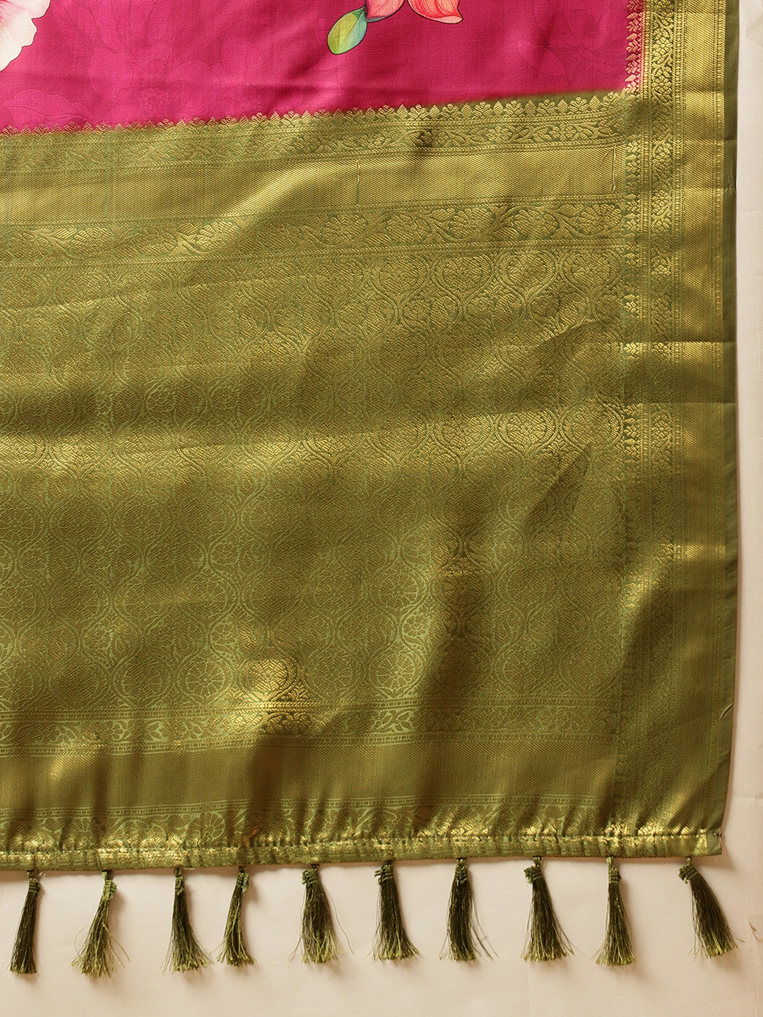 Hiral Fashion Pink Banarasi Silk Floral Digital Printed Saree