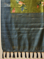 Hiral Fashion Green Banarasi Silk Floral Digital Printed Saree