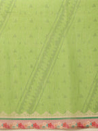 Hiral Fashion Green Banarasi Cotton Silk Abstract Digital Printed Saree