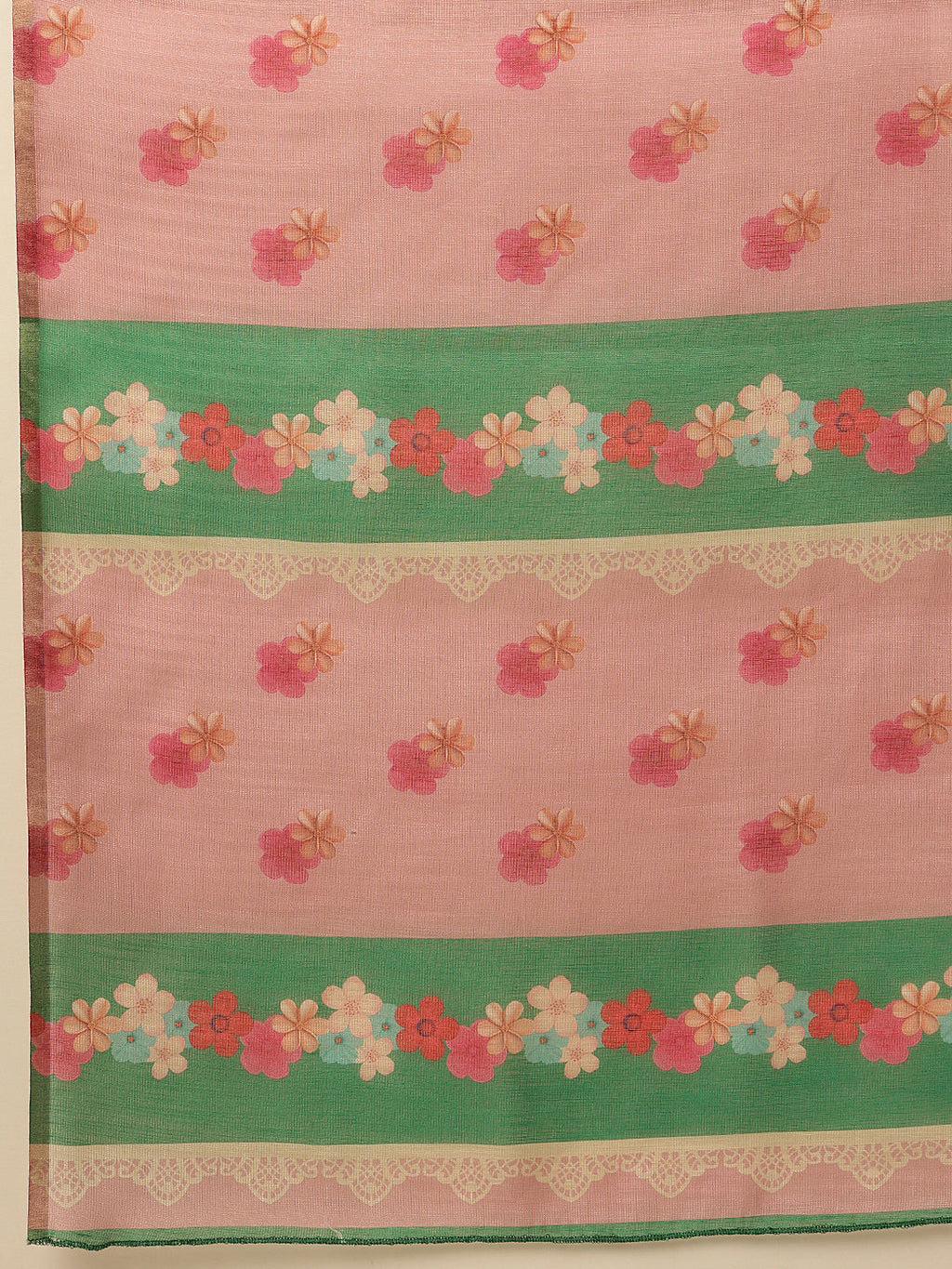 Hiral Fashion Green Banarasi Cotton Silk Abstract Digital Printed Saree