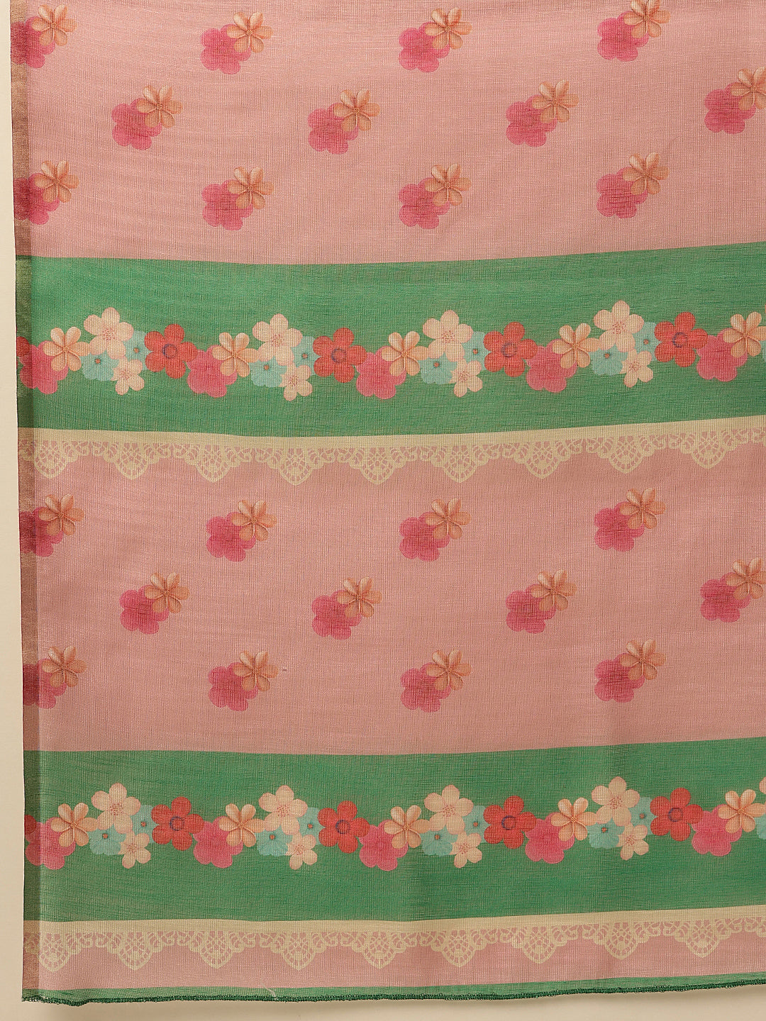 Hiral Fashion Green Banarasi Cotton Silk Abstract Digital Printed Saree