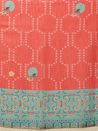 Hiral Fashion Red Banarasi Cotton Silk Fruits Digital Printed Saree