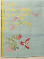 Hiral Fashion Blue Banarasi Cotton Silk Floral Digital Printed Saree