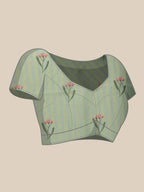 Hiral Fashion Blue Banarasi Cotton Silk Floral Digital Printed Saree