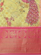 Green Art Silk Printed Polka Dots Saree with Unstitched Blouse - Hiral Fashion