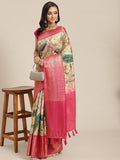 Multicolor Art Silk Printed Polka Dots Saree with Unstitched Blouse - Hiral Fashion