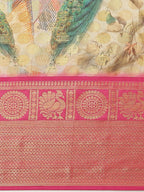 Multicolor Art Silk Printed Polka Dots Saree with Unstitched Blouse - Hiral Fashion