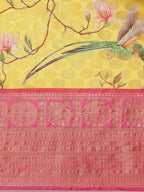 Yellow Art Silk Printed Polka Dots Saree with Unstitched Blouse - Hiral Fashion