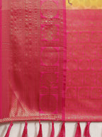 Yellow Art Silk Printed Polka Dots Saree with Unstitched Blouse - Hiral Fashion