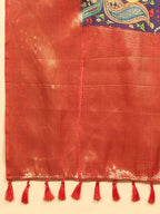 Blue Silk Blend Digital Print Bandhani Saree with Unstitched Blouse - Hiral Fashion