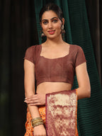 Orange Silk Blend Digital Print Bandhani Saree with Unstitched Blouse - Hiral Fashion