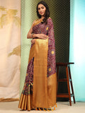 Purple Silk Blend Digital Print Bandhani Saree with Unstitched Blouse - Hiral Fashion