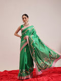 Hiral Fashion Green Banarasi Art Silk Abstract Digital Printed Saree