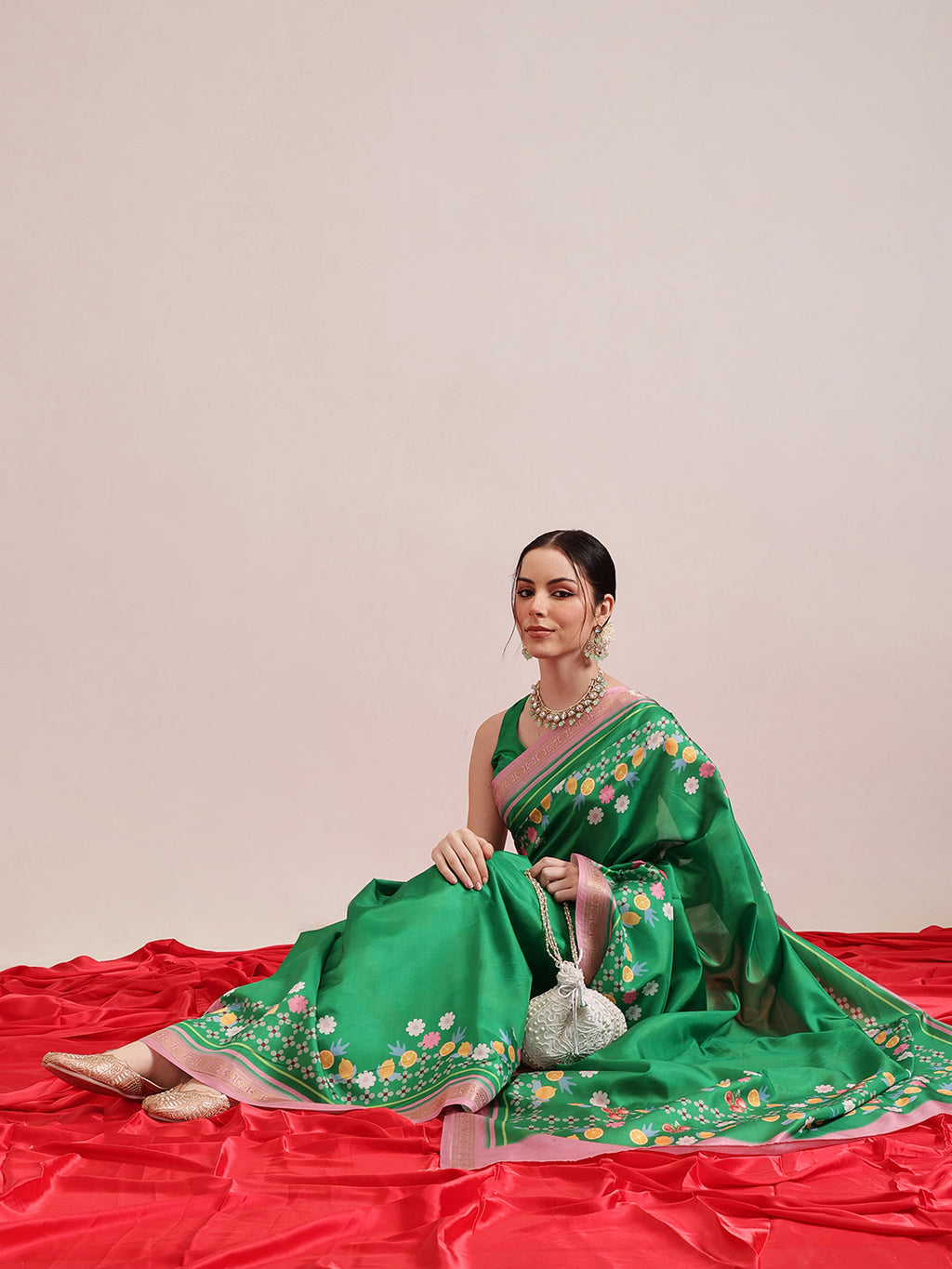Hiral Fashion Green Banarasi Art Silk Abstract Digital Printed Saree