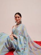 Hiral Fashion Blue Bollywood Mul Cotton Abstract Digital Printed Saree