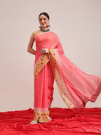 Hiral Fashion Pink Bollywood Mul Cotton Abstract Digital Printed Saree