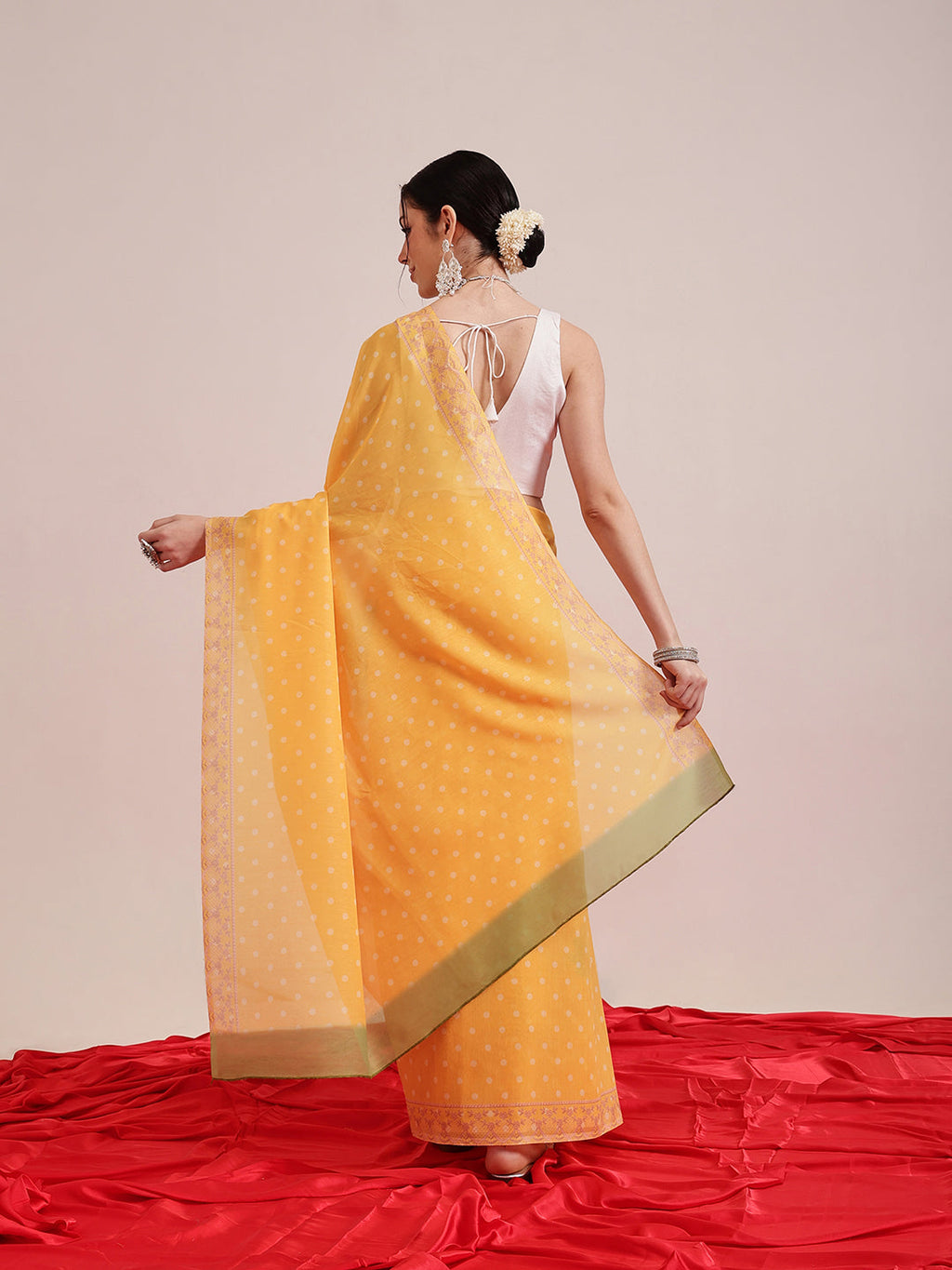 Hiral Fashion Mustard Bollywood Mul Cotton Polka Dots Digital Printed Saree