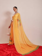 Hiral Fashion Mustard Bollywood Mul Cotton Polka Dots Digital Printed Saree
