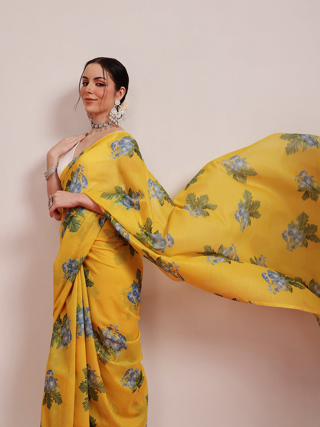 Hiral Fashion Yellow Bollywood Mul Cotton Abstract Digital Printed Saree