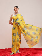 Hiral Fashion Yellow Bollywood Mul Cotton Abstract Digital Printed Saree