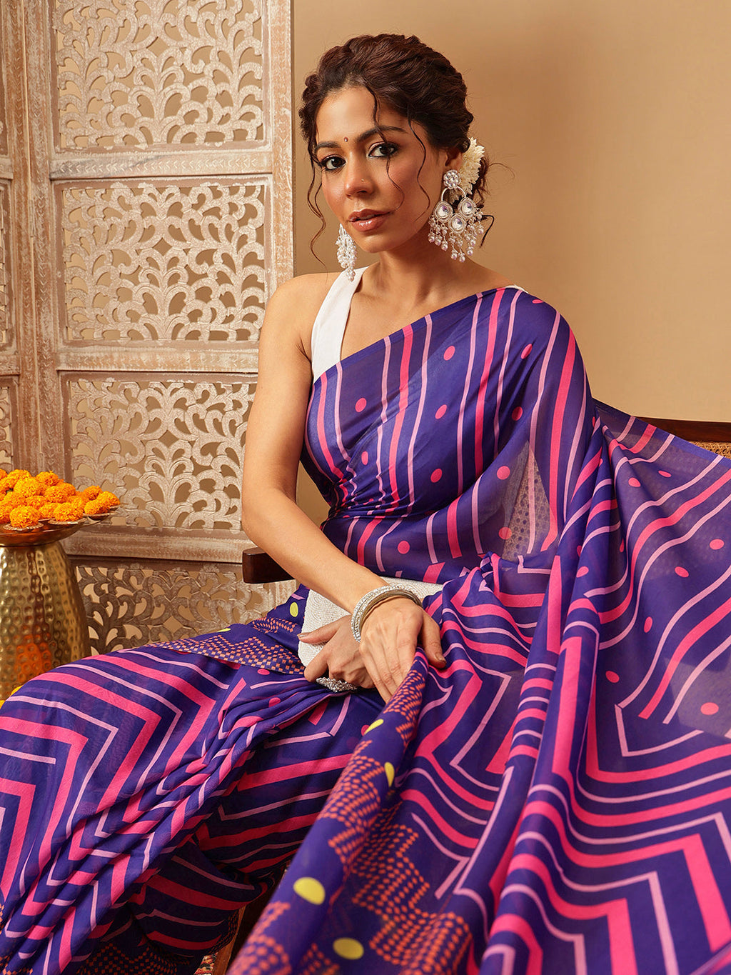 Hiral Fashion Navy Blue Bollywood Mul Cotton Abstract Digital Printed Saree