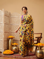 Hiral Fashion Yellow Bollywood Mul Cotton Floral Digital Printed Saree