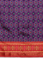 Royal Blue Silk Blend Digital Print Ikkat Saree with Unstitched Blouse - Hiral Fashion