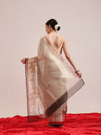 Hiral Fashion Beige Banarasi Cotton Silk Pichwai Digital Printed Saree