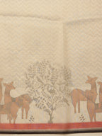 Hiral Fashion Beige Banarasi Cotton Silk Pichwai Digital Printed Saree