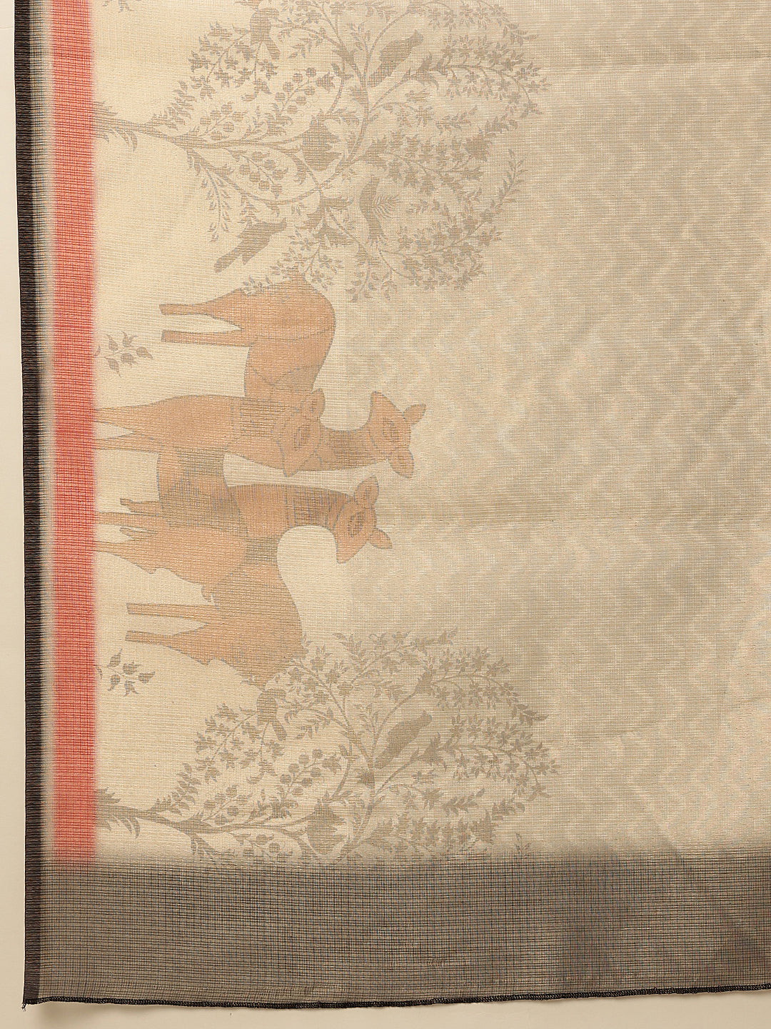 Hiral Fashion Beige Banarasi Cotton Silk Pichwai Digital Printed Saree