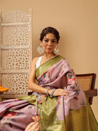 Hiral Fashion Lavender Banarasi Tissue Silk Floral Digital Printed Saree