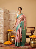 Hiral Fashion Pink Banarasi Tissue Silk Floral Digital Printed Saree