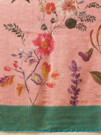 Hiral Fashion Pink Banarasi Tissue Silk Floral Digital Printed Saree