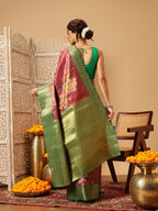 Hiral Fashion Pink Banarasi Tissue Silk Floral Digital Printed Saree