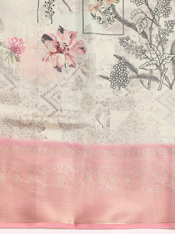 Multicolor Art Silk Woven Zari Design Kalamkari Saree with Unstitched Blouse - Hiral Fashion