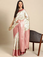 Multicolor Art Silk Woven Zari Design Kalamkari Saree with Unstitched Blouse - Hiral Fashion