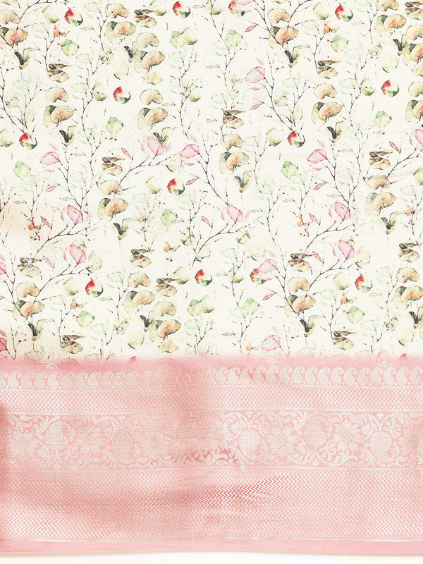 Multicolor Art Silk Woven Zari Design Kalamkari Saree with Unstitched Blouse - Hiral Fashion