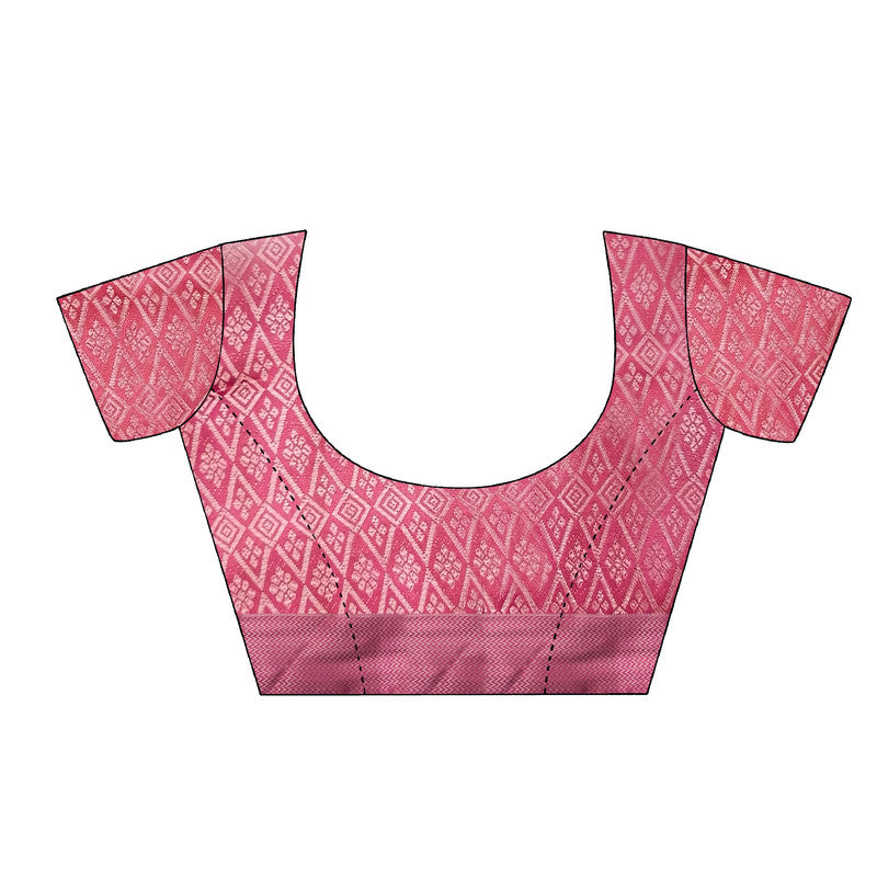 Pink Art Silk Printed Floral Saree with Unstitched Blouse - Hiral Fashion