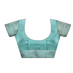 Turquoise Art Silk Printed Floral Saree with Unstitched Blouse - Hiral Fashion