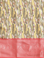 Multicolor Art Silk Woven Zari Design Floral Saree with Unstitched Blouse - Hiral Fashion