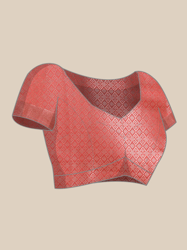 Multicolor Art Silk Woven Zari Design Floral Saree with Unstitched Blouse - Hiral Fashion