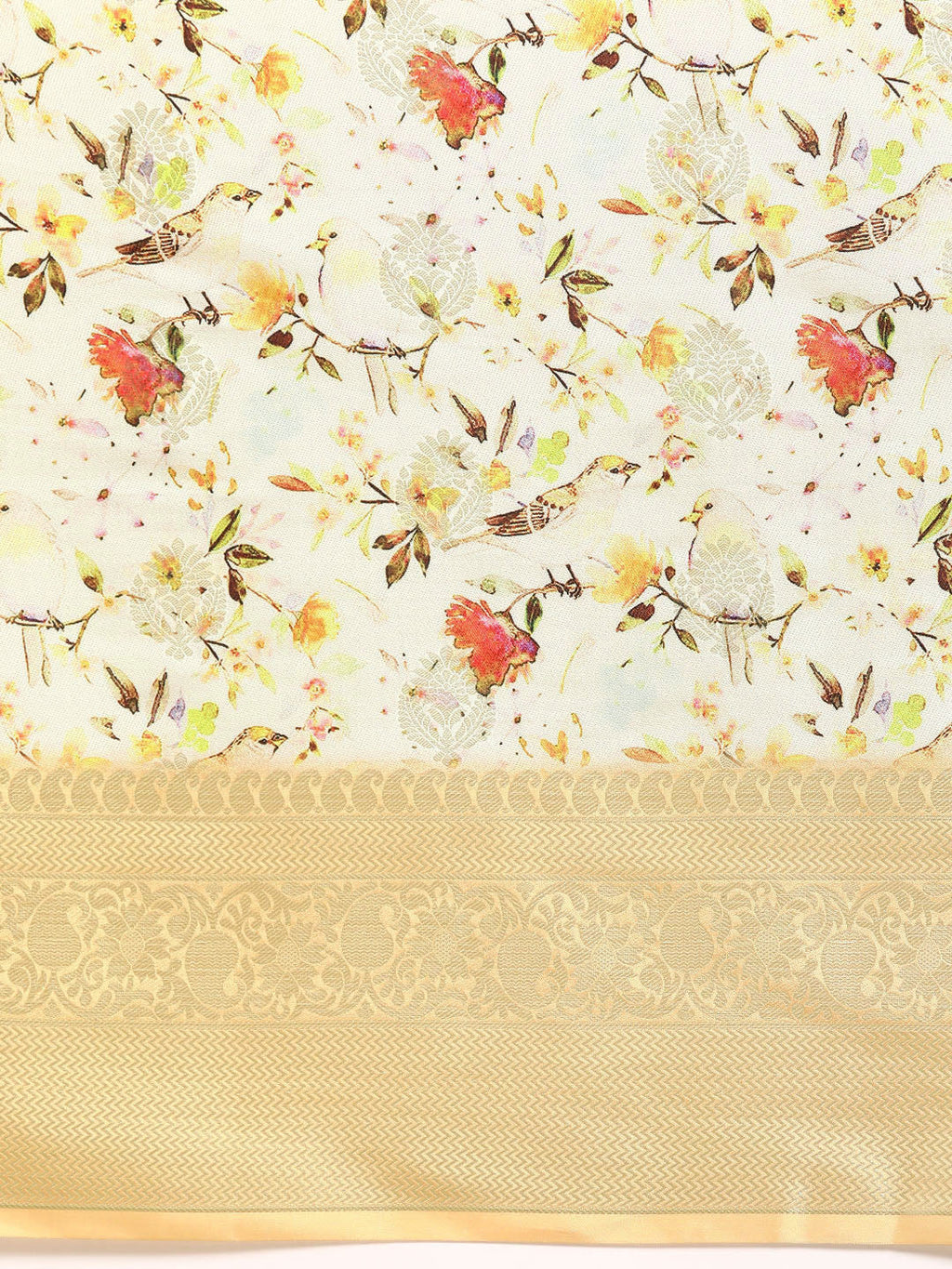 Multicolor Art Silk Woven Zari Design Floral Saree with Unstitched Blouse - Hiral Fashion